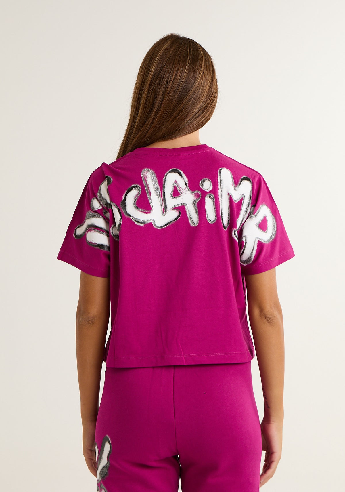 T-shirt a scatoletta con stampa posteriore