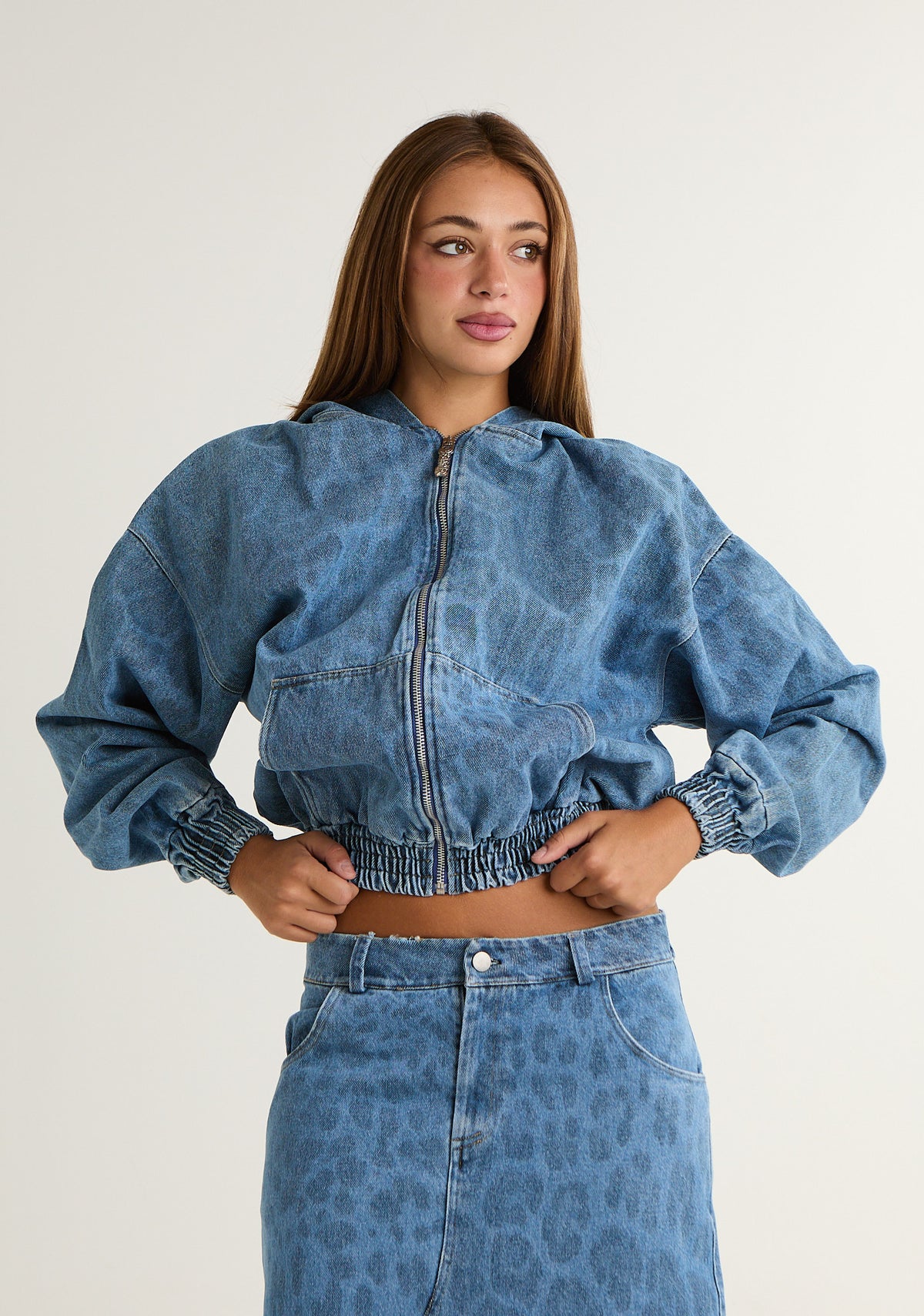 Giubbino in denim maculato