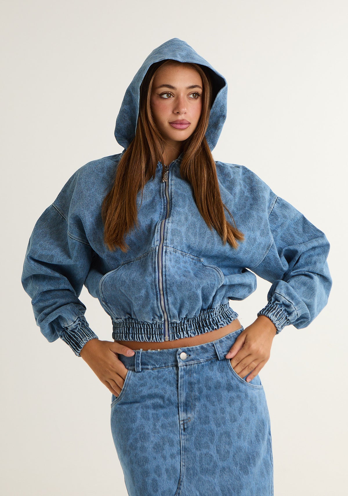 Giubbino in denim maculato