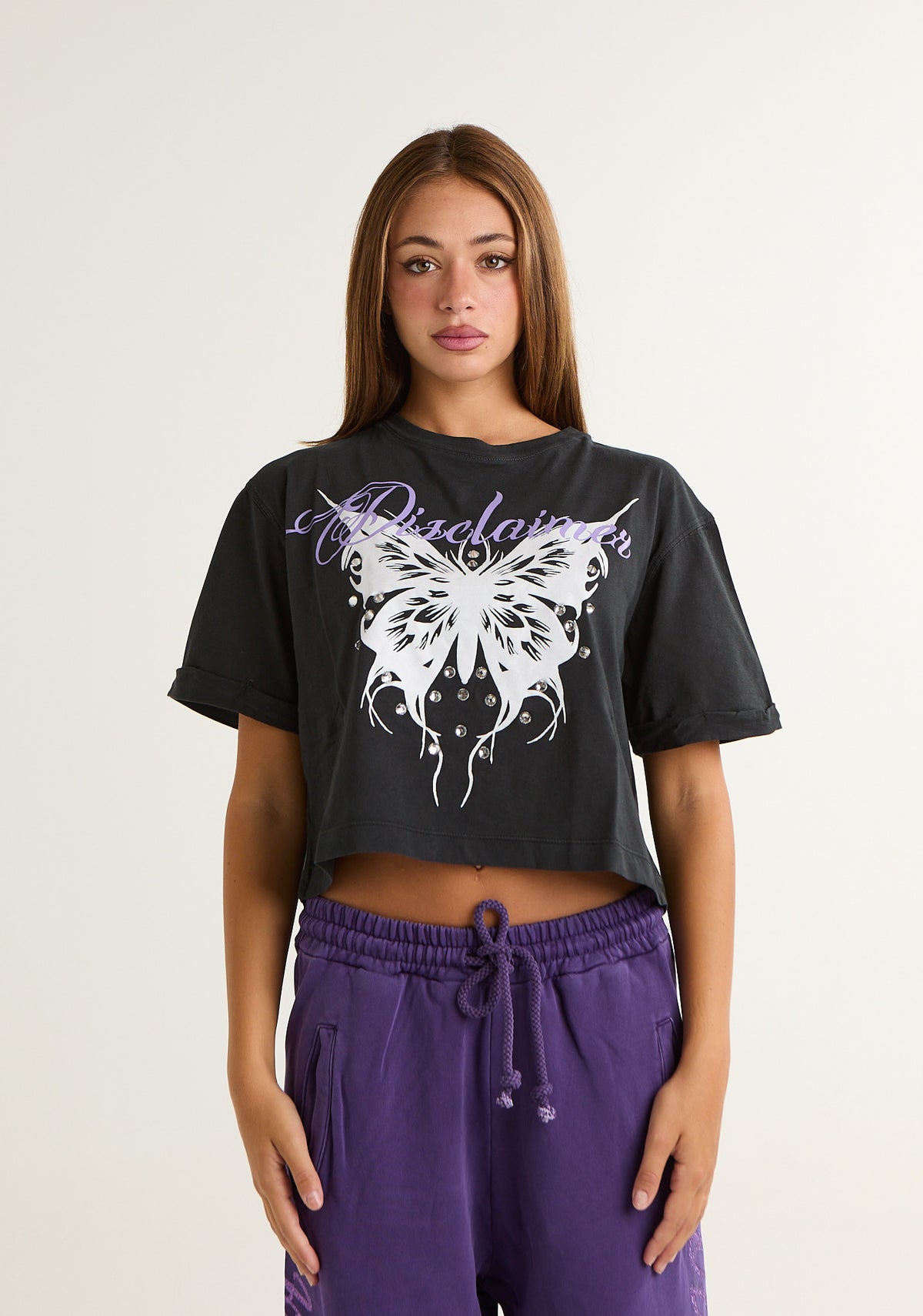 T-shirt crop con stampa