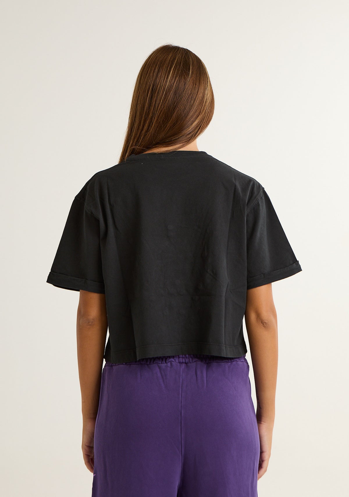 T-shirt crop con stampa
