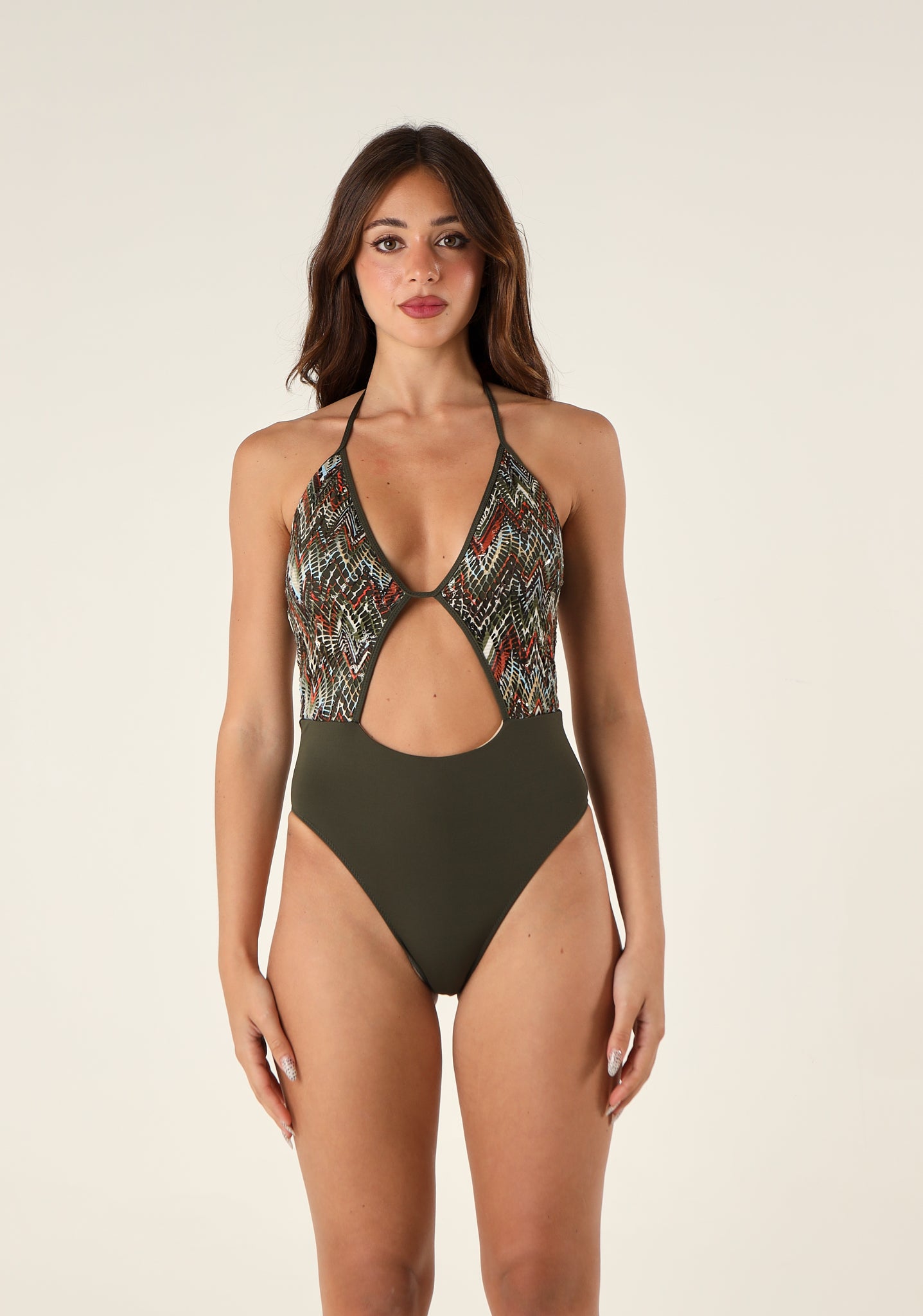 Costume intero monokini geometrical net