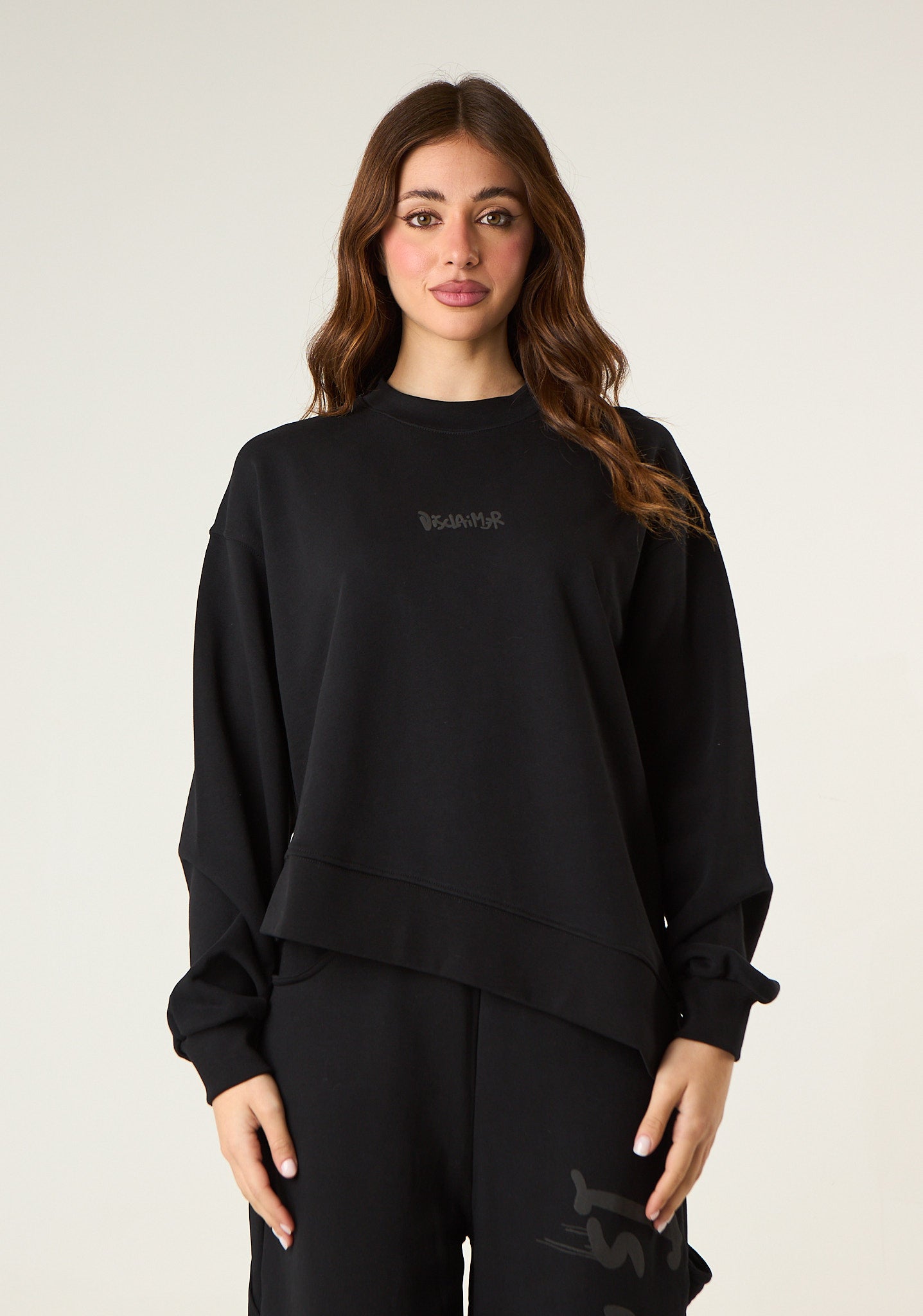 Felpa girocollo asimmetrica