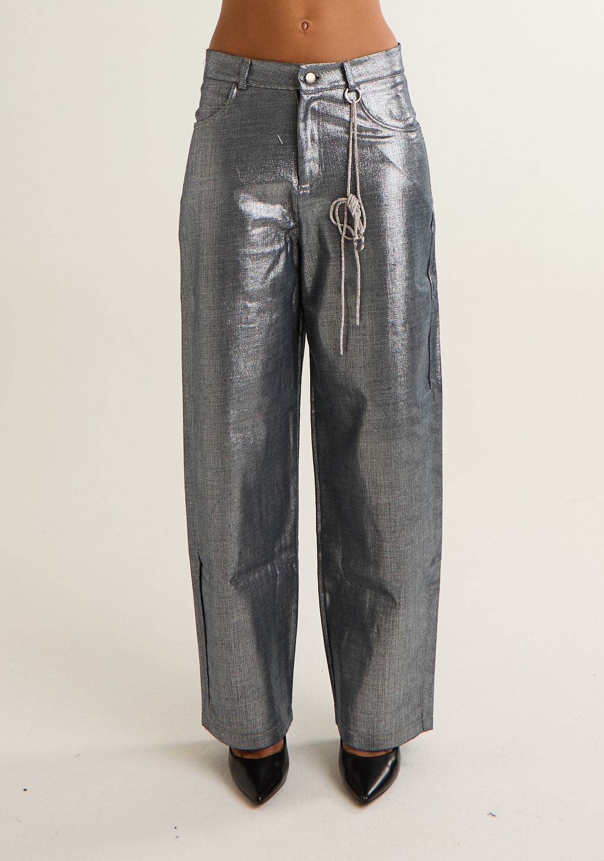 Pantalone in denim spalmato