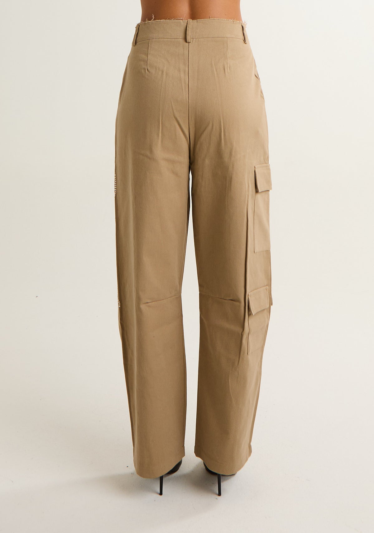Pantalone palazzo con applicazioni laterali