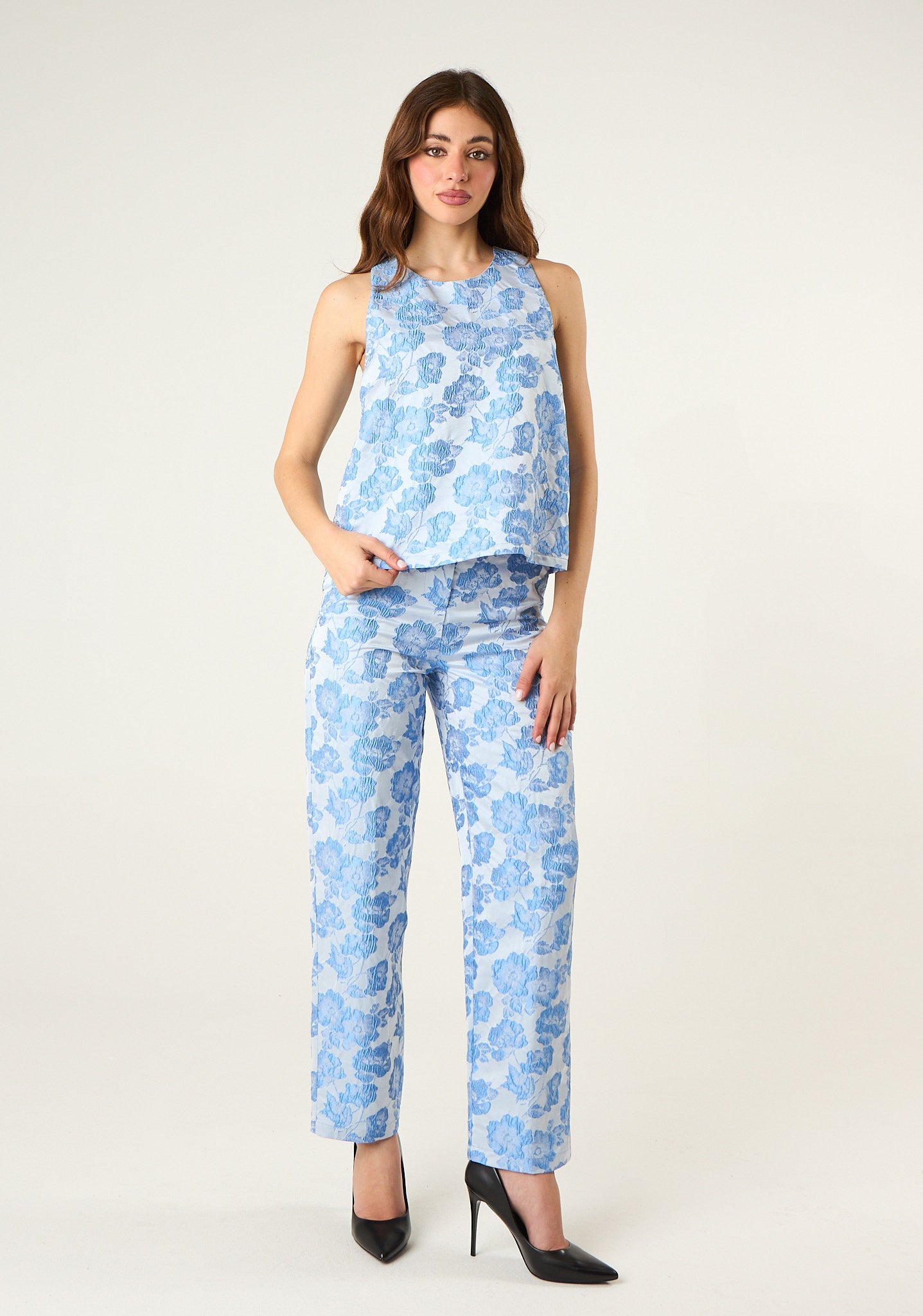 Pantalone in tessuto damascato