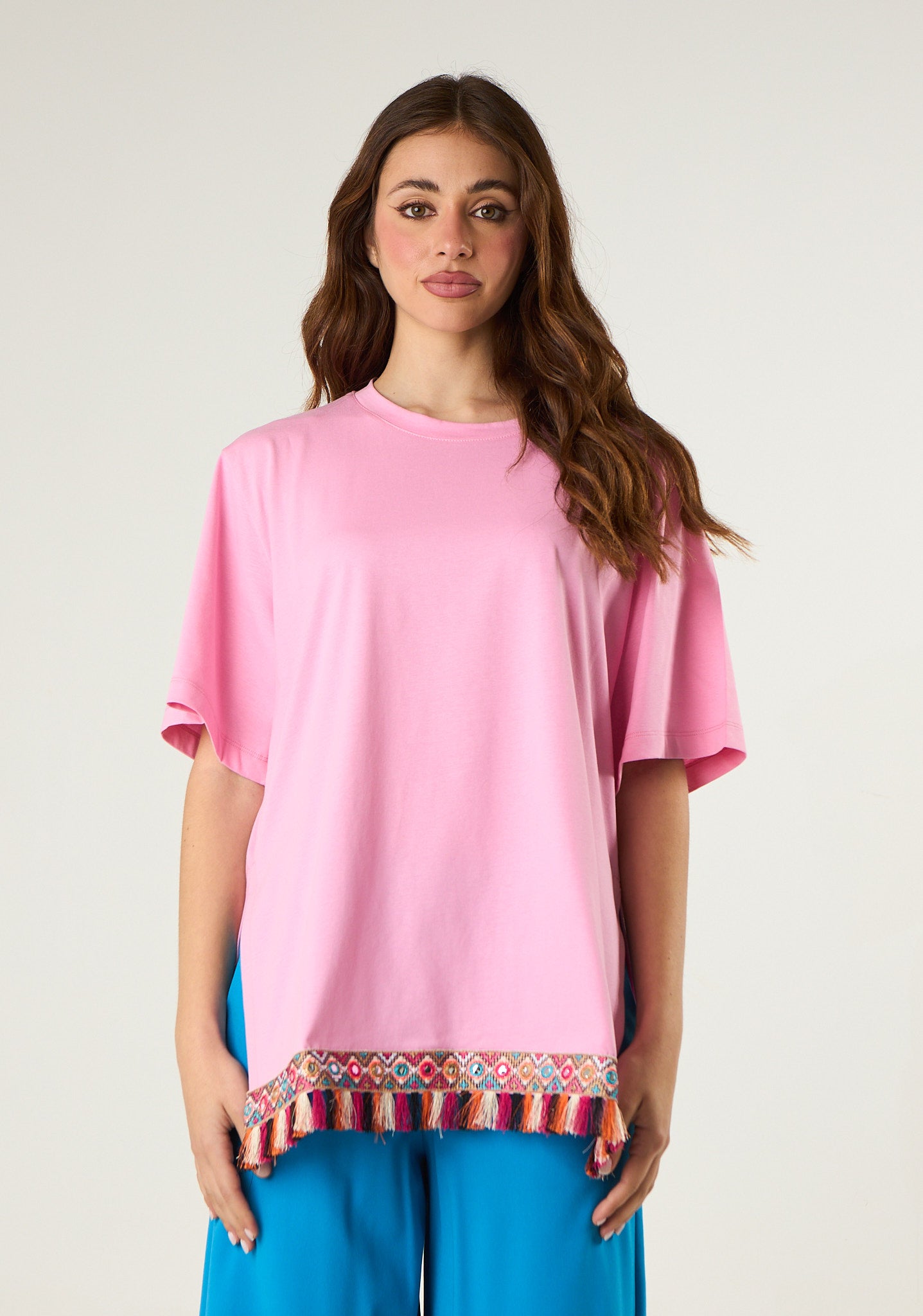 T-shirt con nappe multicolor