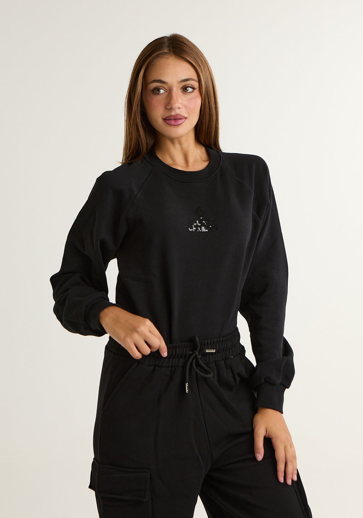 Felpa body con applicazioni frontali