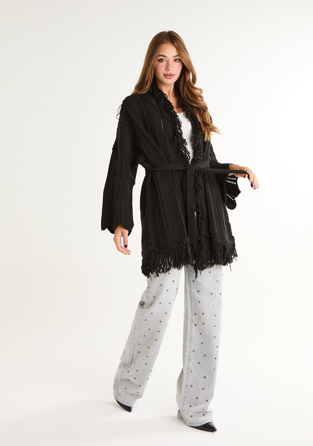 Cardigan con frange