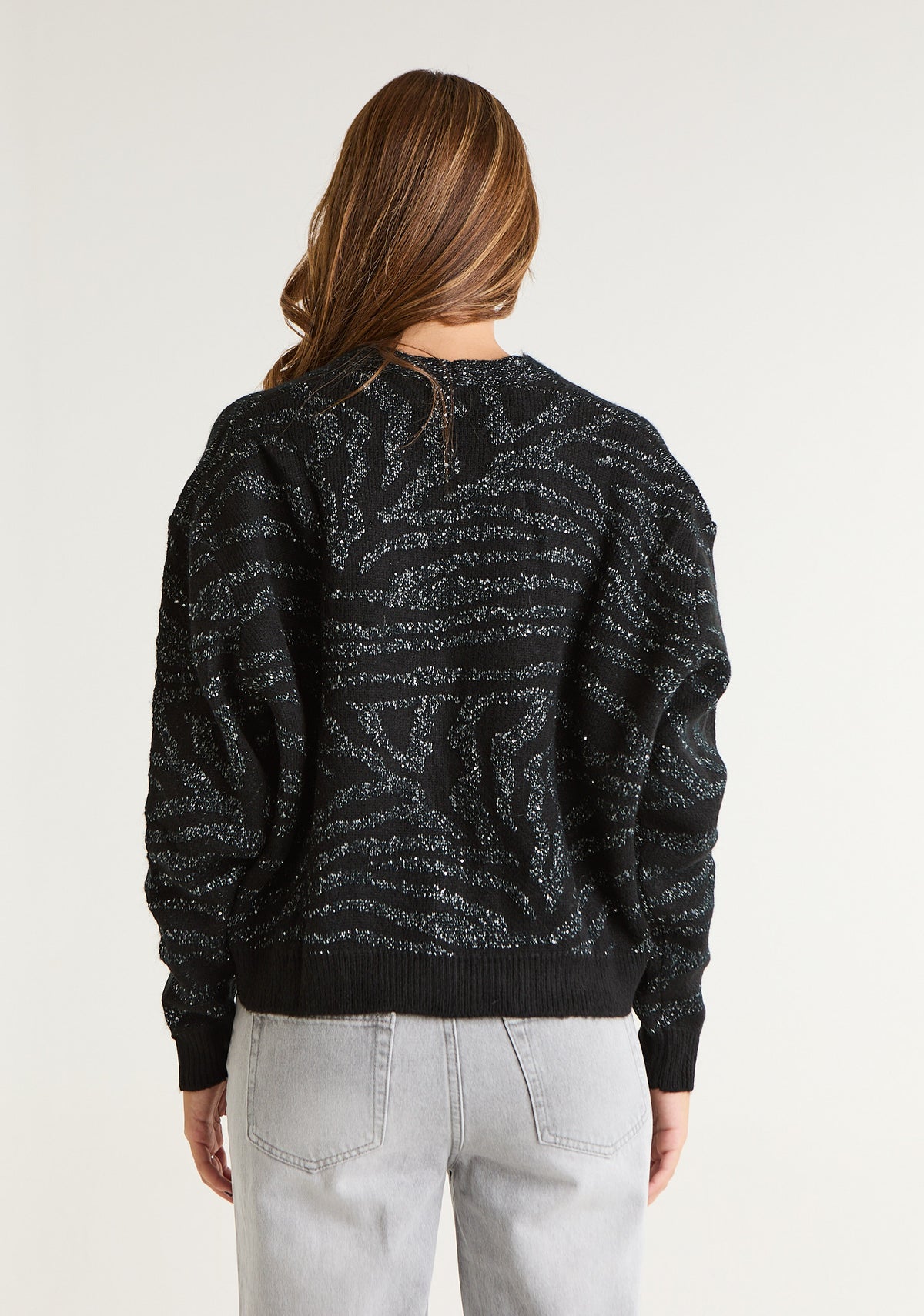Cardigan animalier lurex