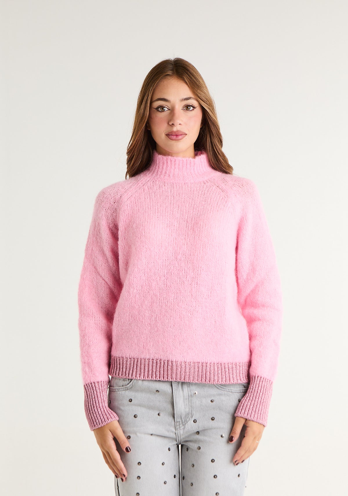 Maglione con dettaglio lurex su fasce