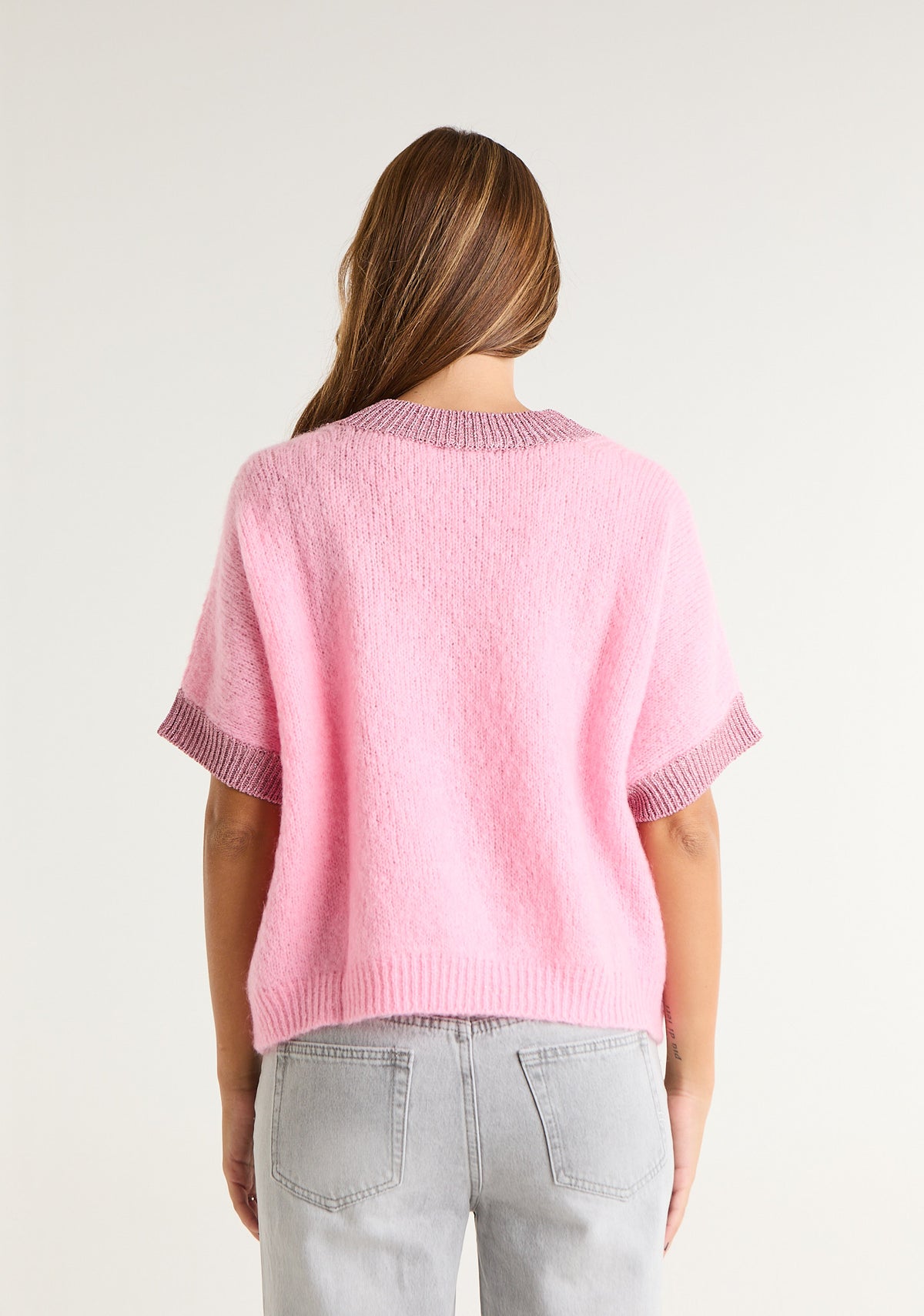 Maglione con dettaglio lurex su fasce