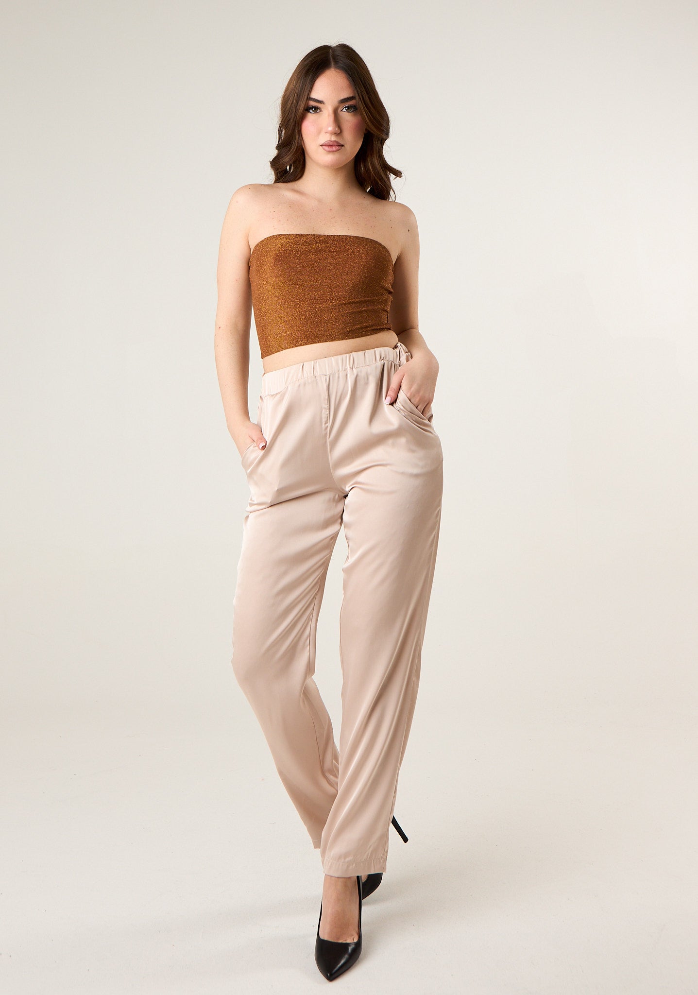 Pantalone dritti in tessuto scivolato