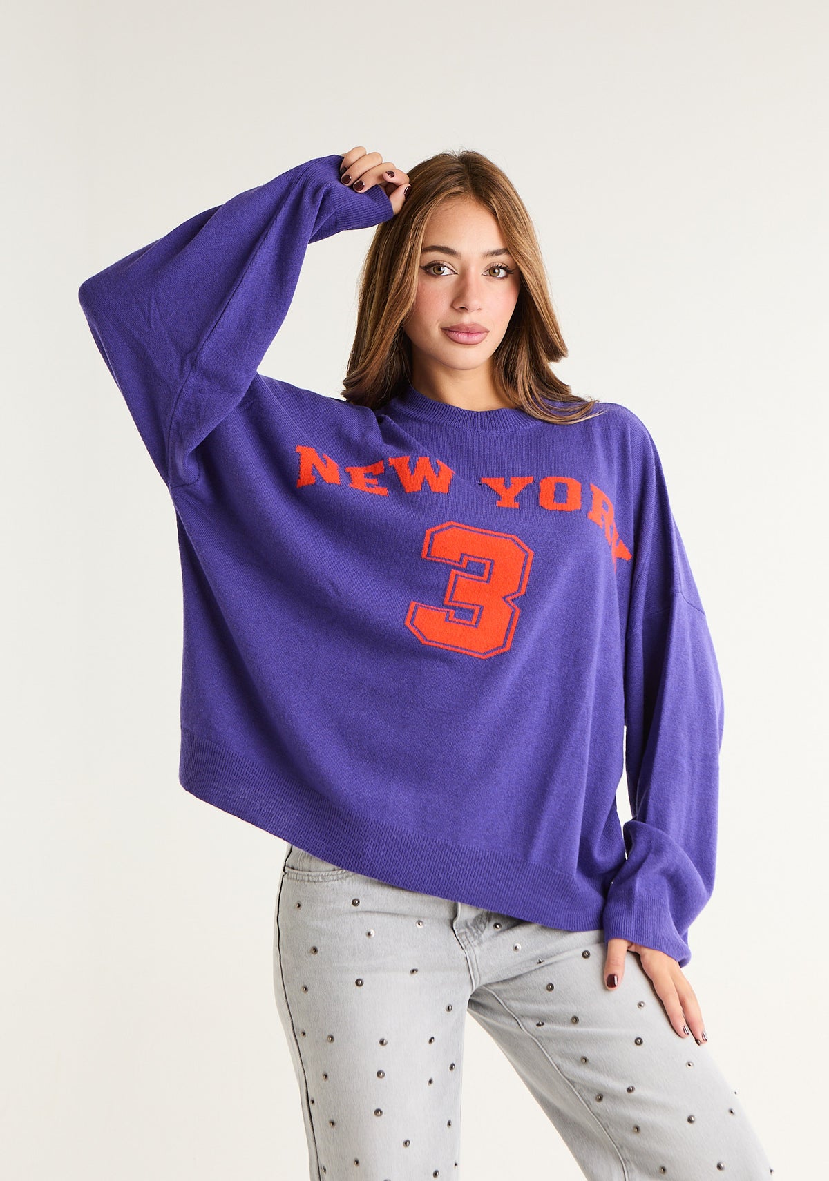 Maglia over in lana pettinata