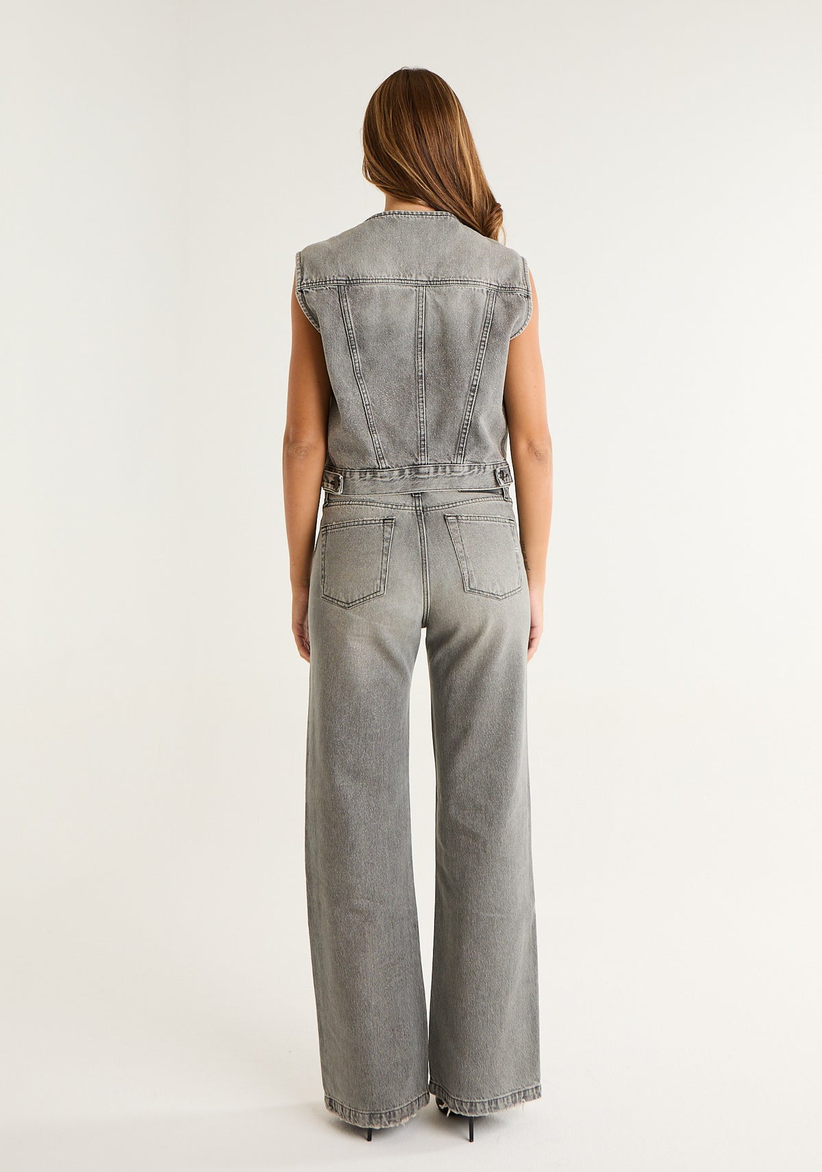 Gilet in denim glitter