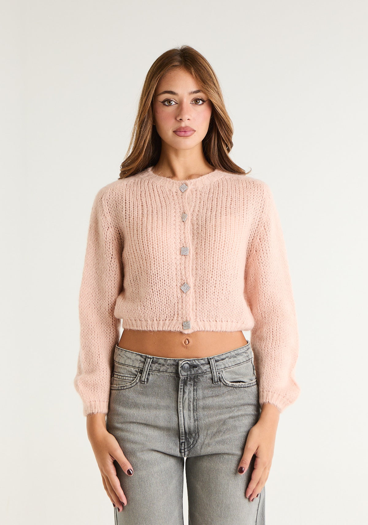 Cardigan corto in maglia spessa