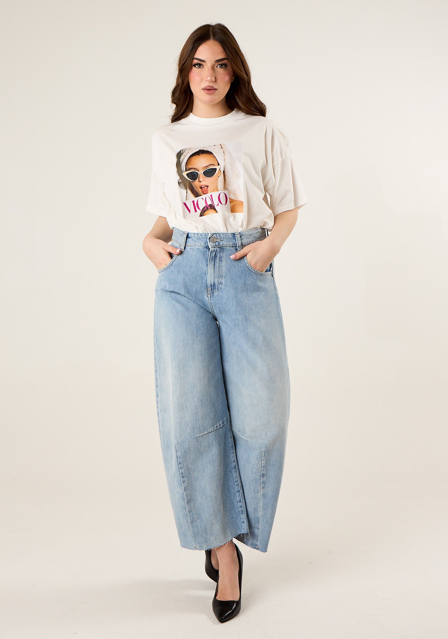 Jeans balloon fit Cecil a lavaggio chiaro