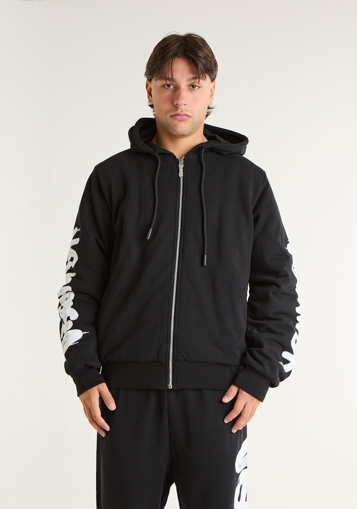 Felpa fullzip con stampa su maniche