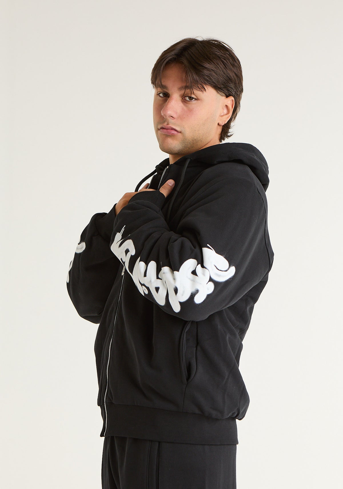 Felpa fullzip con stampa su maniche