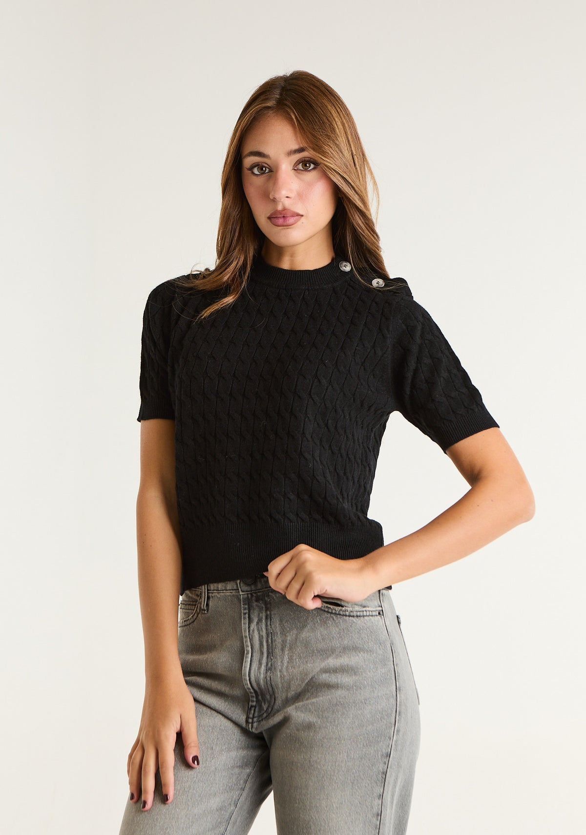 Maglia con lavorazione a trecce