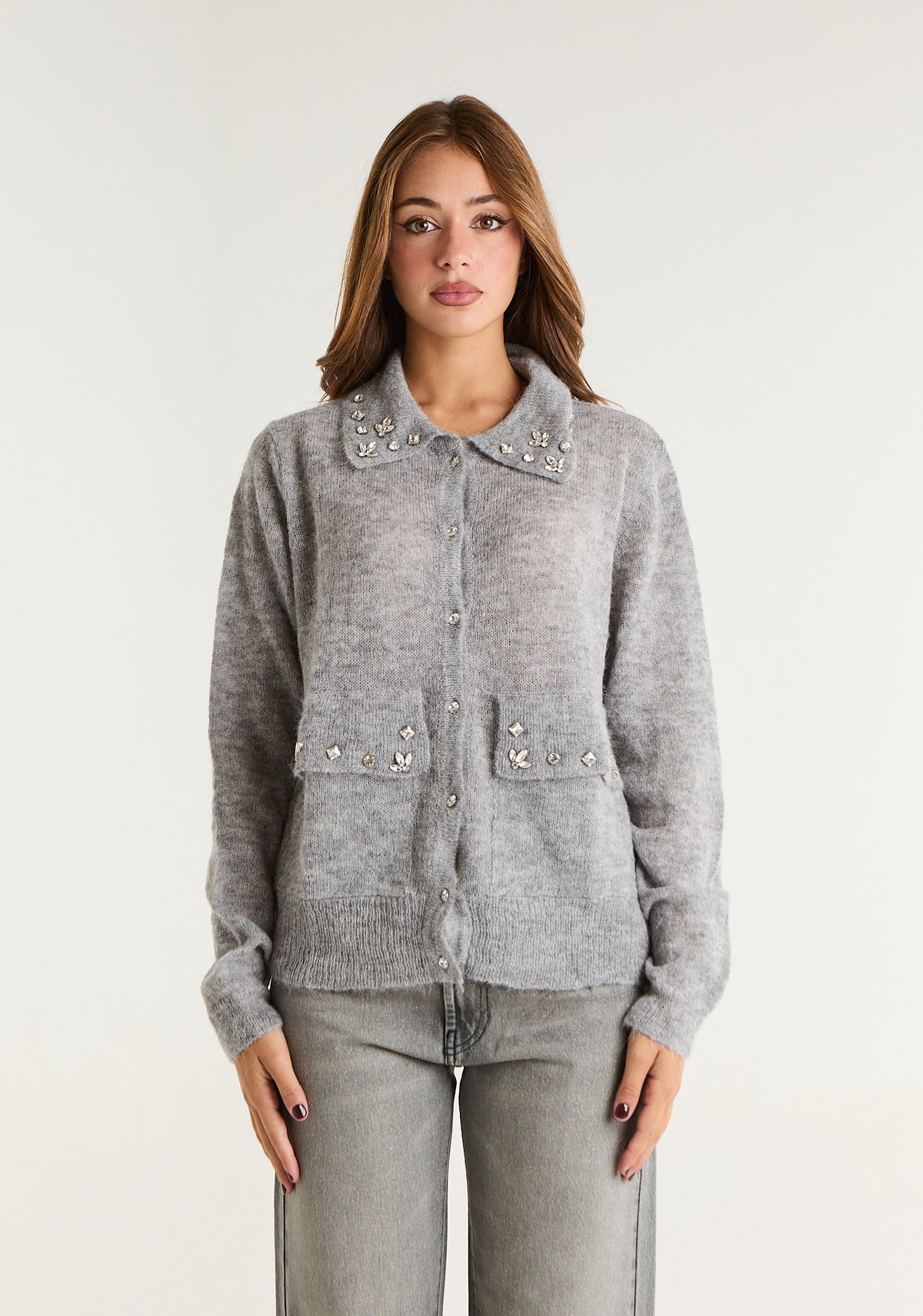 Maglia in misto lana con applicazioni