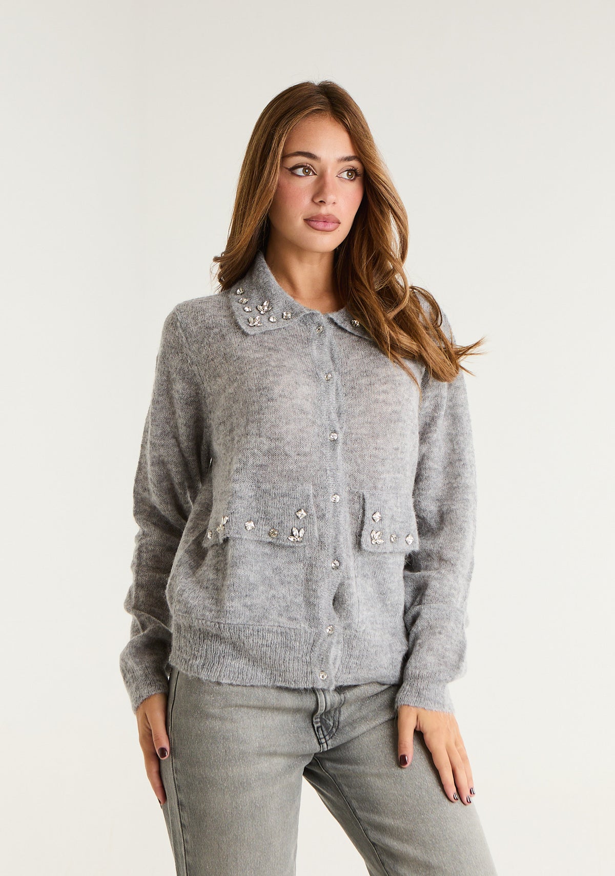 Maglia in misto lana con applicazioni