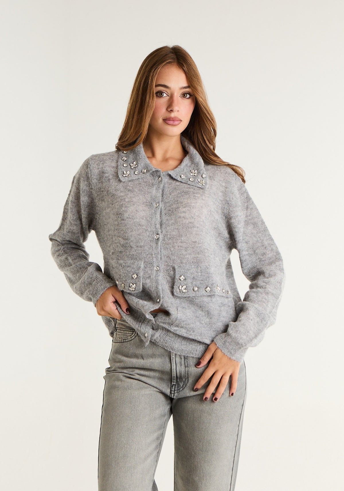 Maglia in misto lana con applicazioni