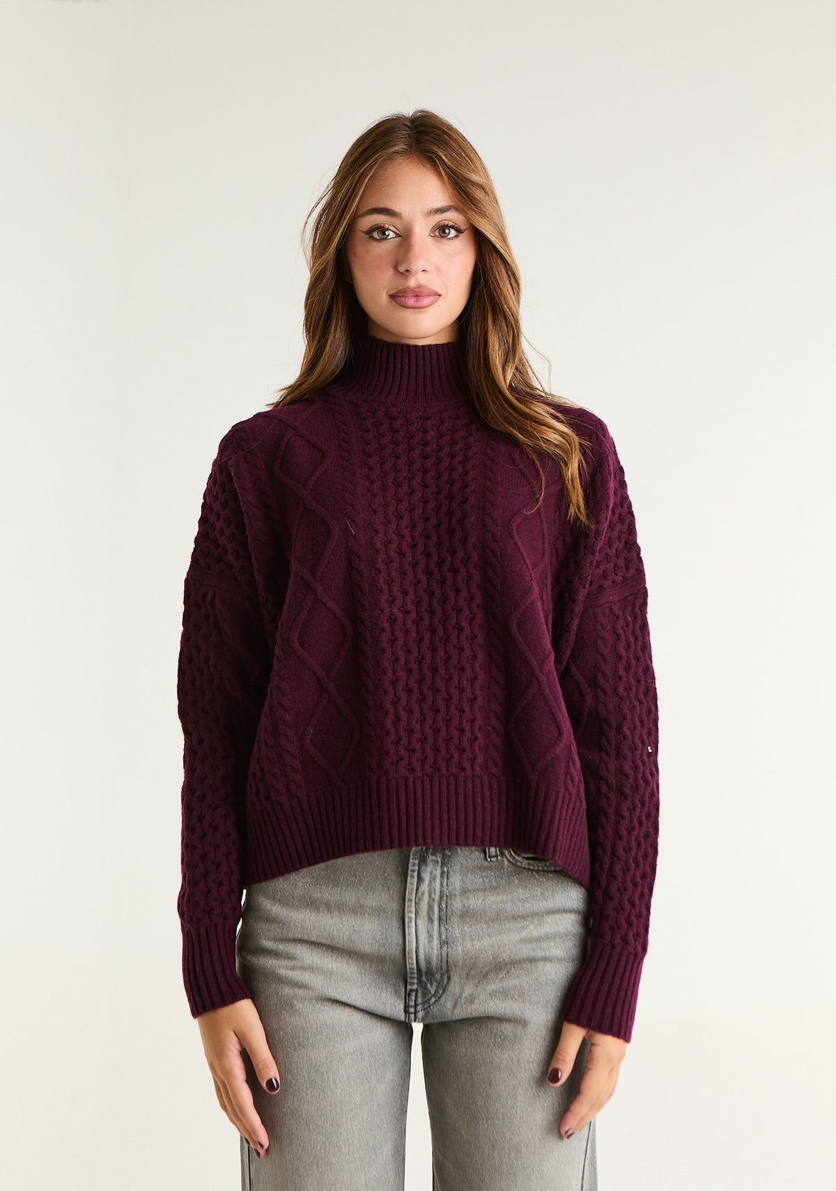 Maglione a lavorazione mista