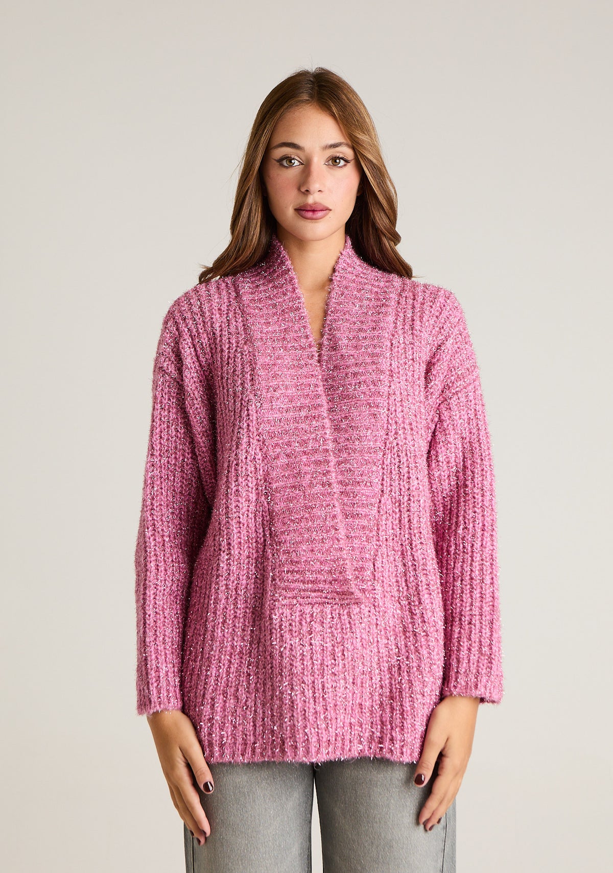 Maglia a coste con ampia scollatura