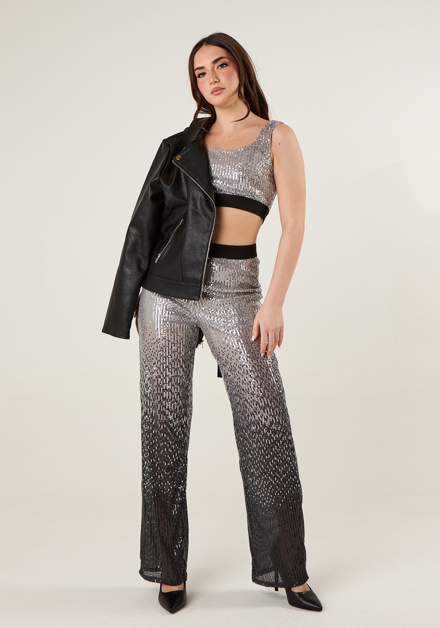 Pantalone palazzo in paillettes