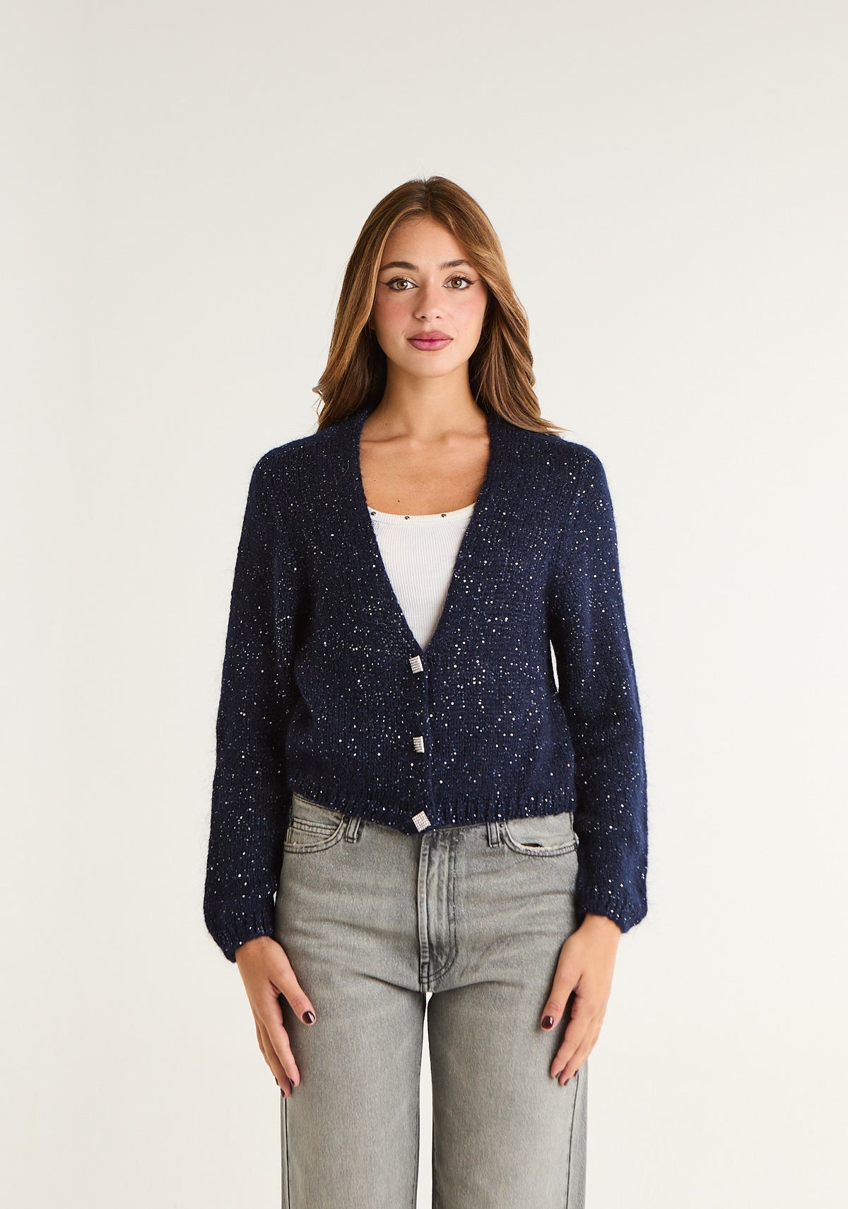 Cardigan crop lurex