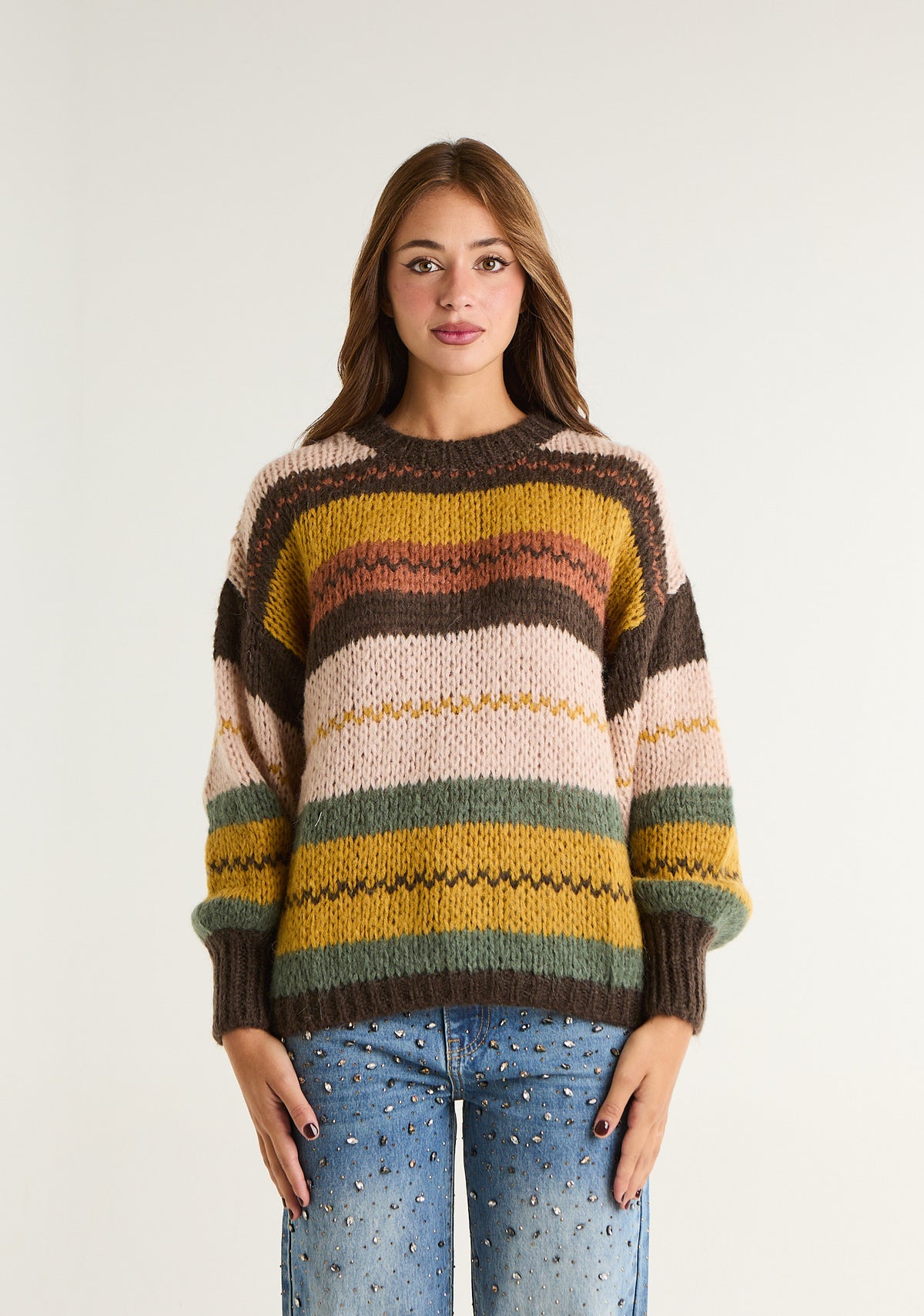 Maglione a righe multicolor