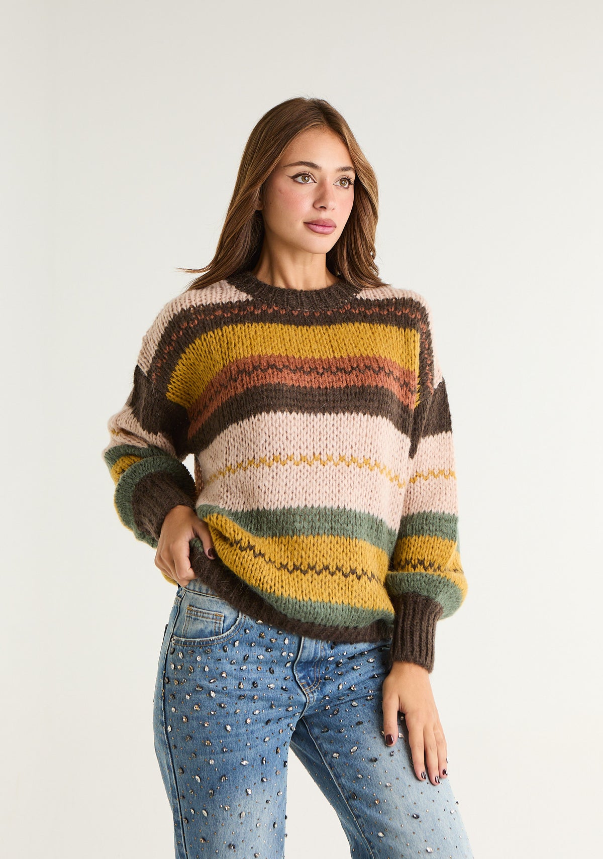 Maglione a righe multicolor