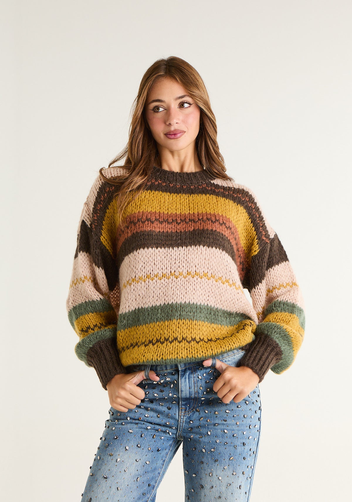 Maglione a righe multicolor