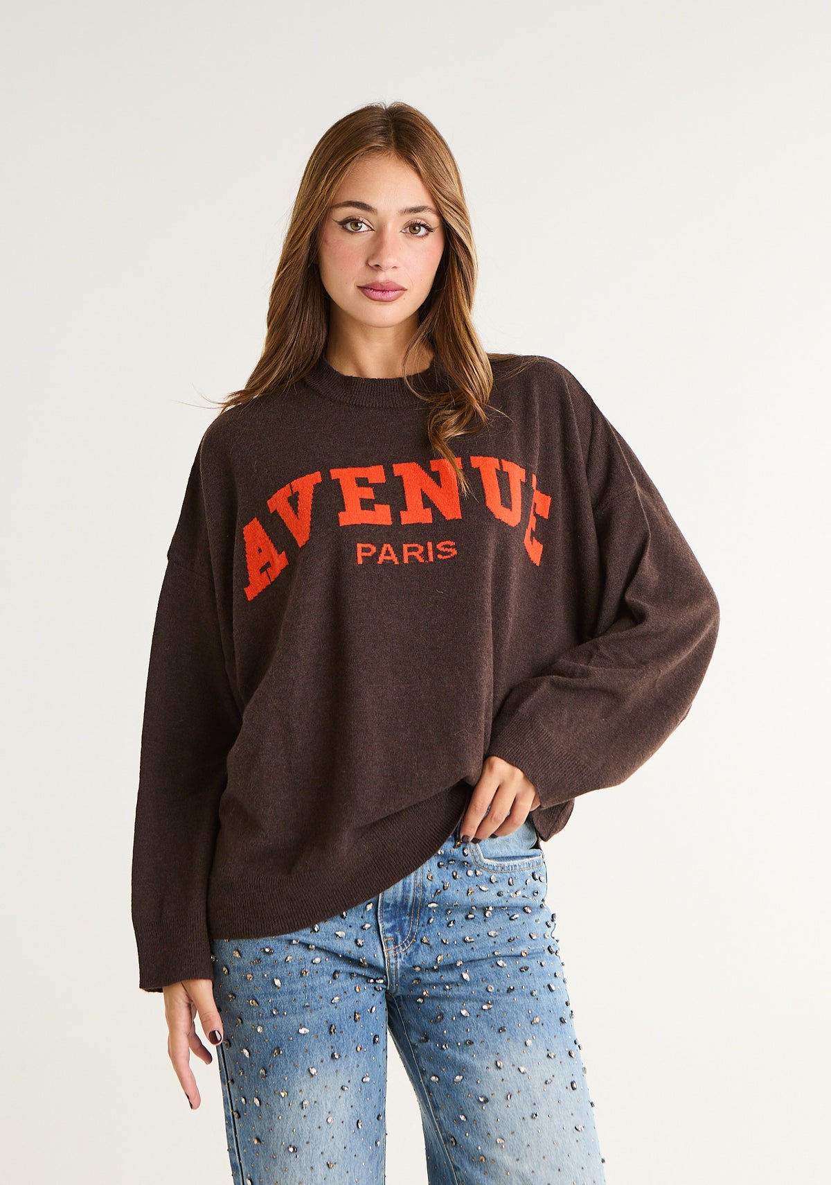 Maglia over in lana pettinata