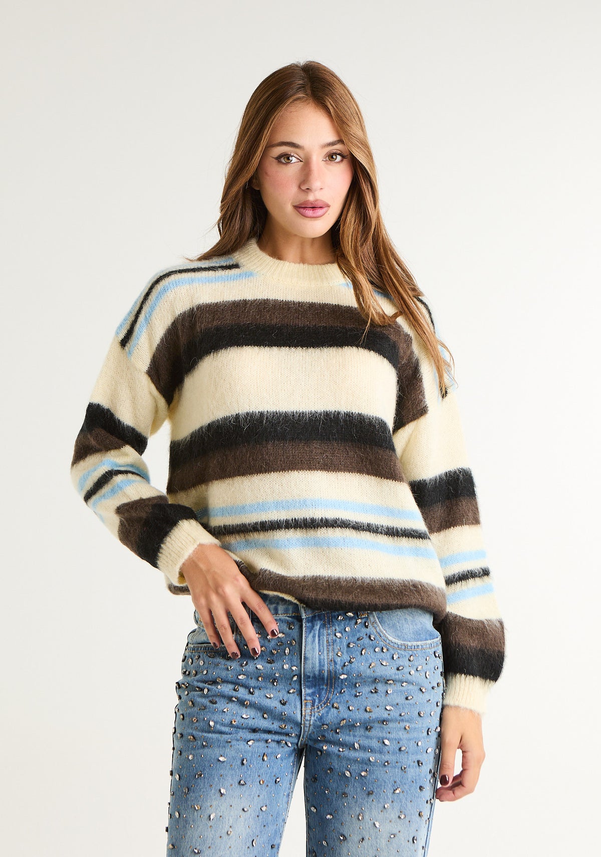 Maglia a righe in misto mohair