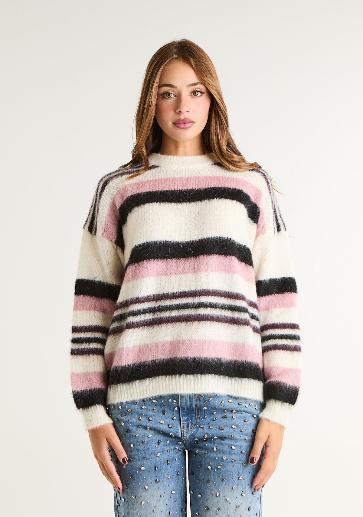 Maglia a righe in misto mohair
