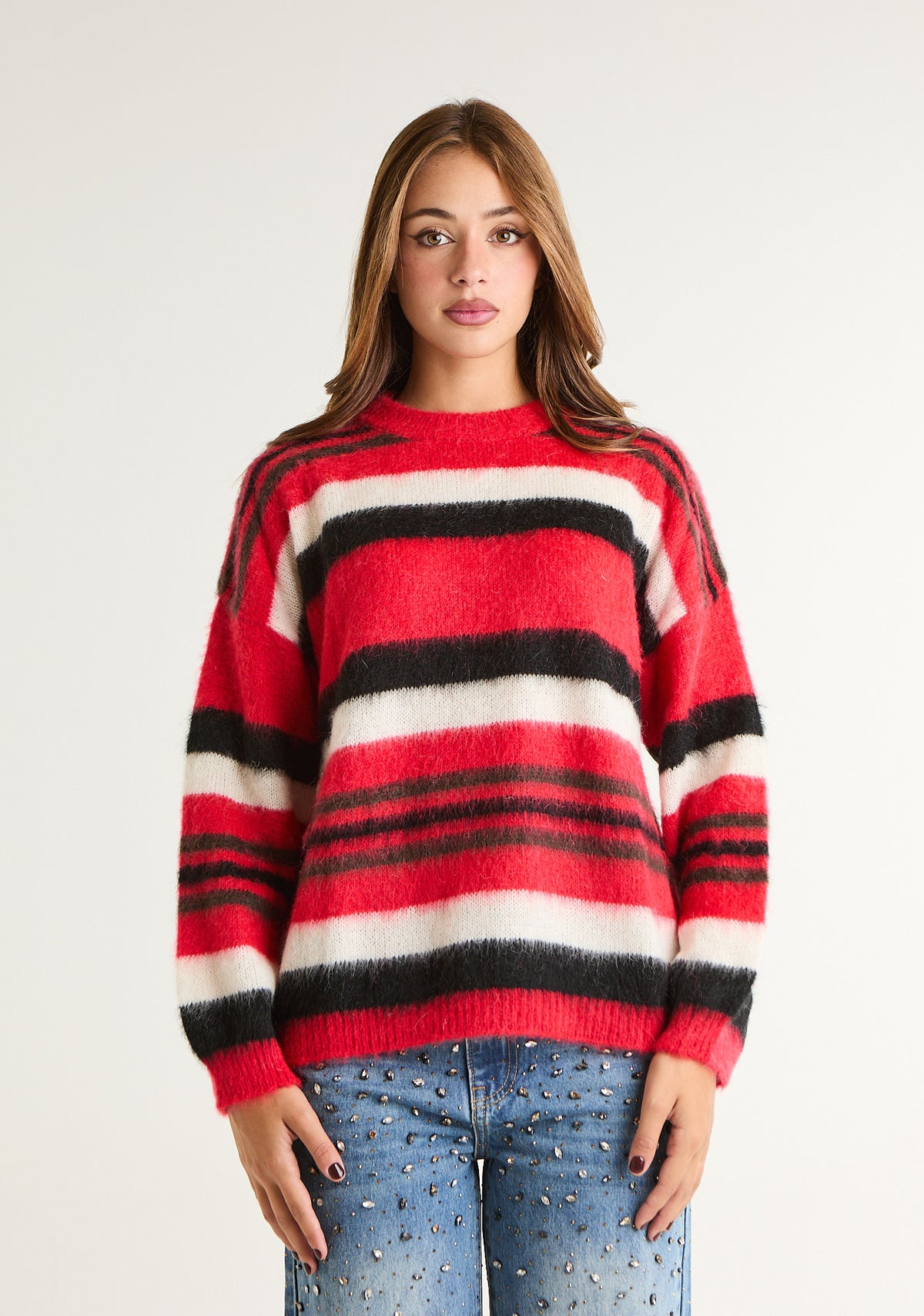 Maglia a righe in misto mohair