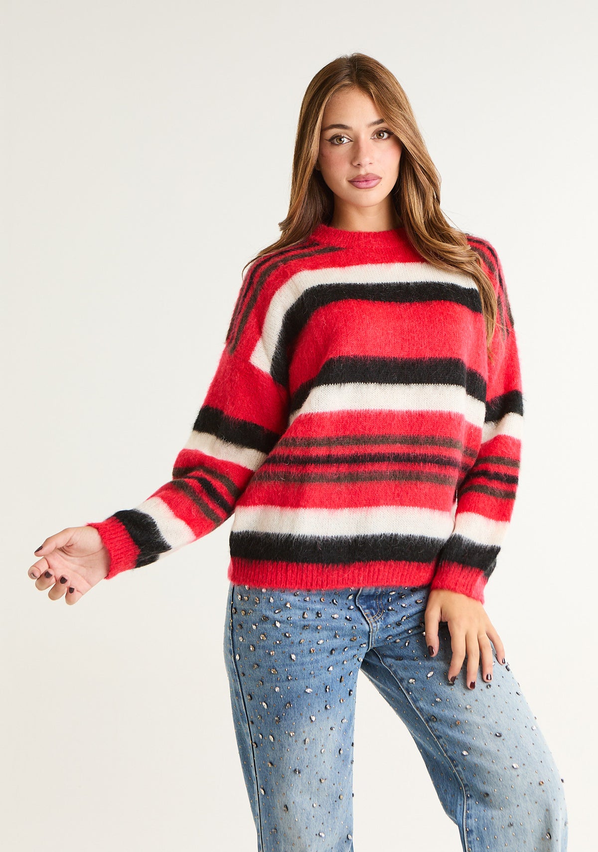 Maglia a righe in misto mohair