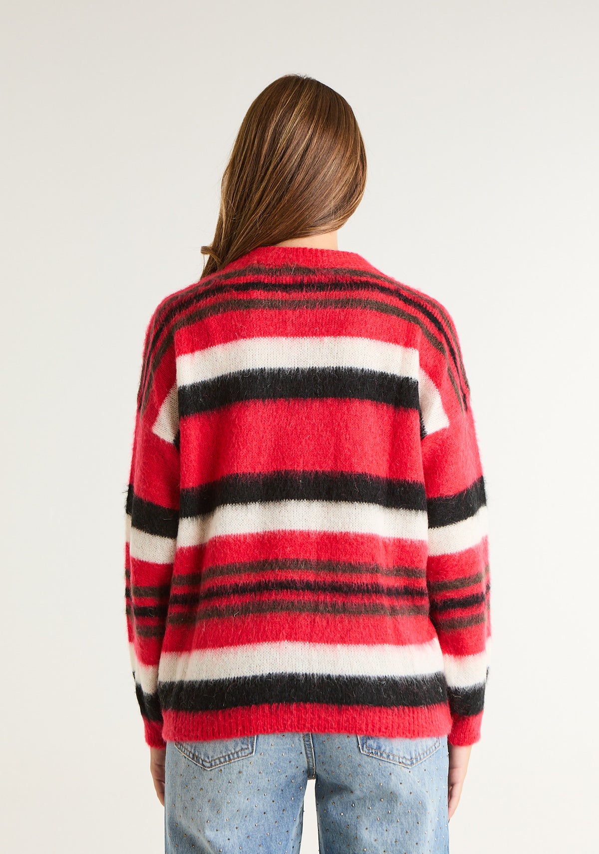 Maglia a righe in misto mohair