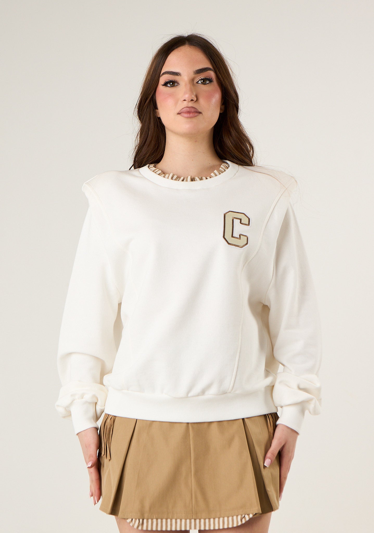 Felpa girocollo con dettagli a righe