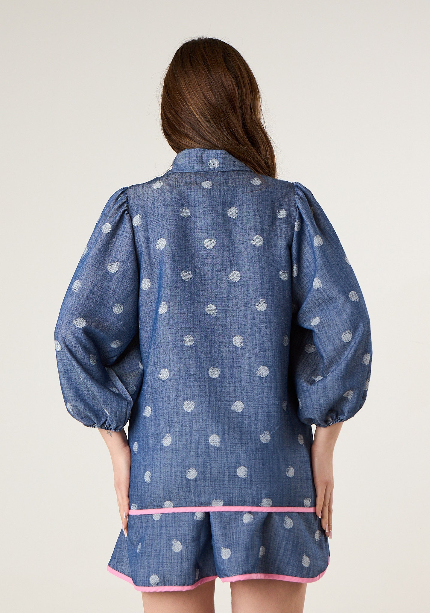 Camicia denim a pois