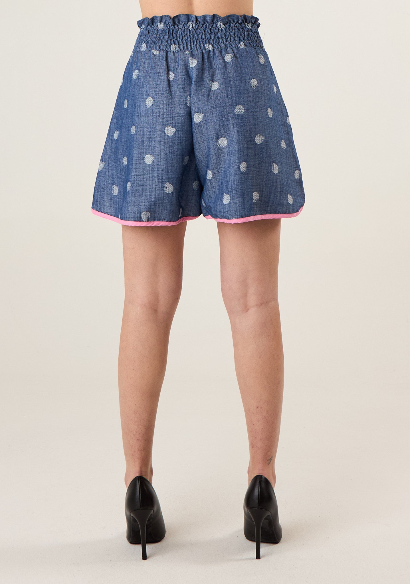 Short denim a pois