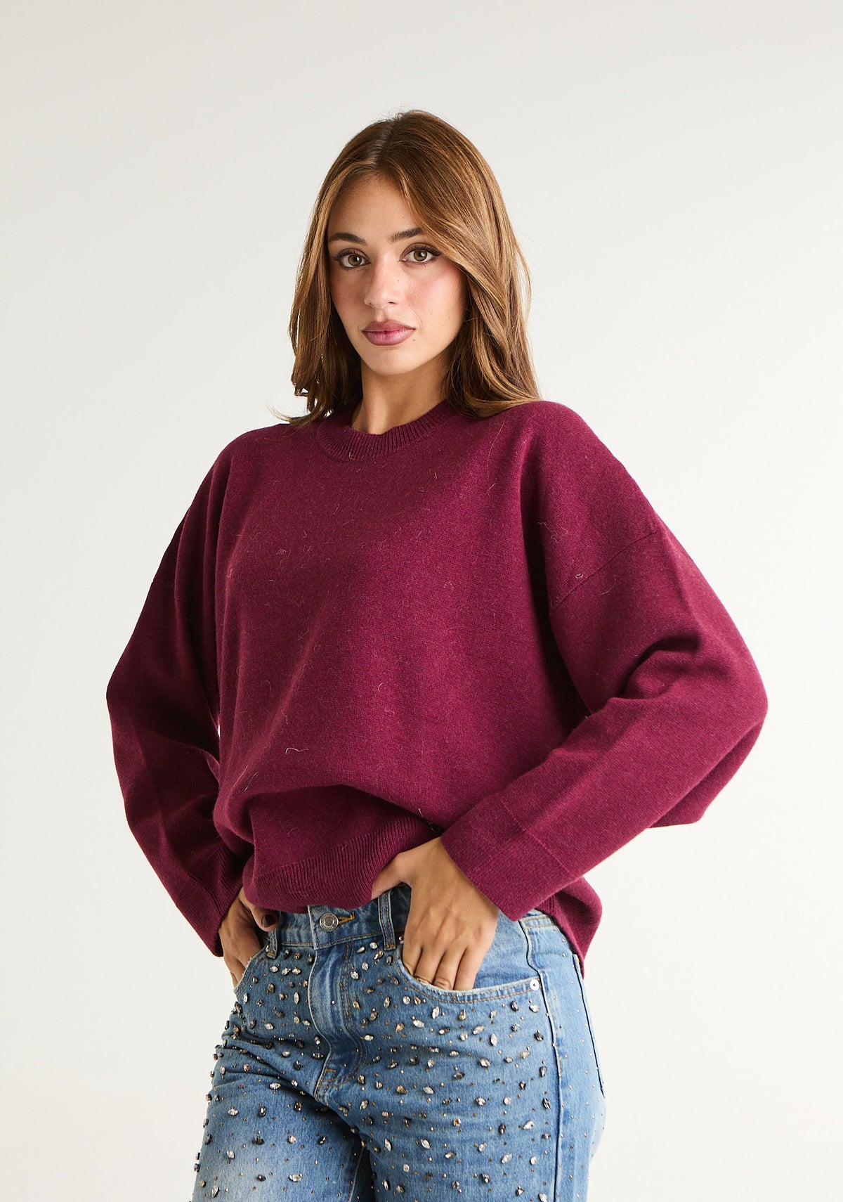 Maglia over in misto lana