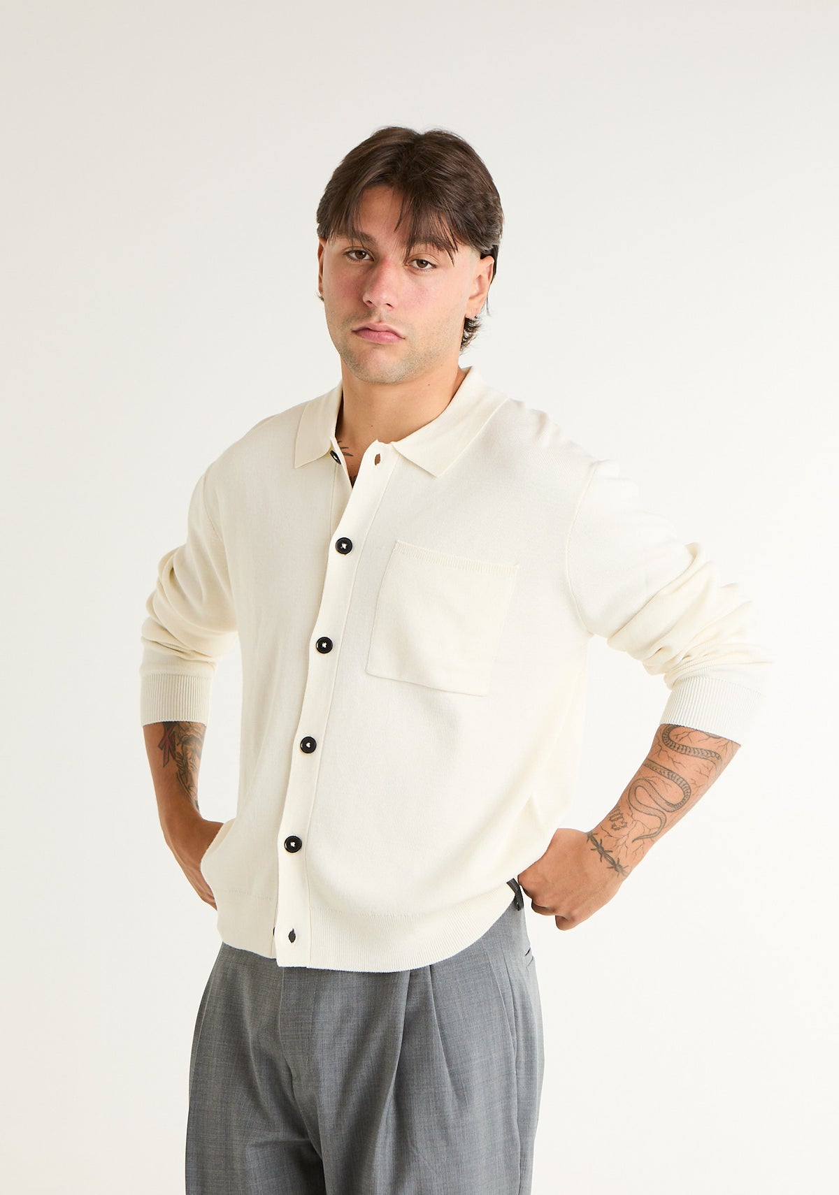 Cardigan in maglia con colletto