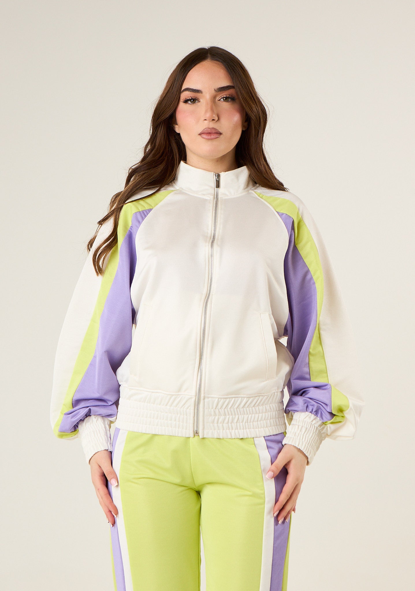 Felpa fullzip con bande colorate