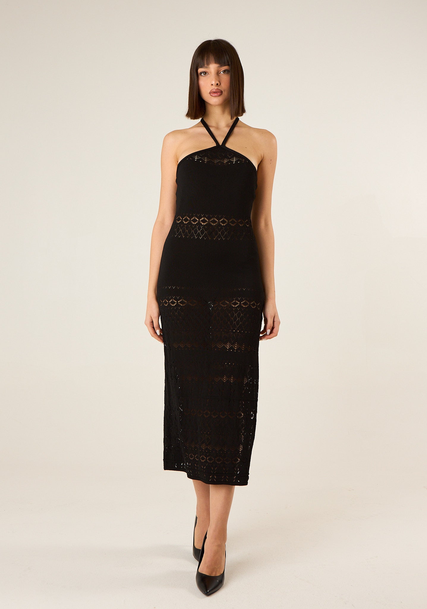 Abito lungo in maglia lavorata