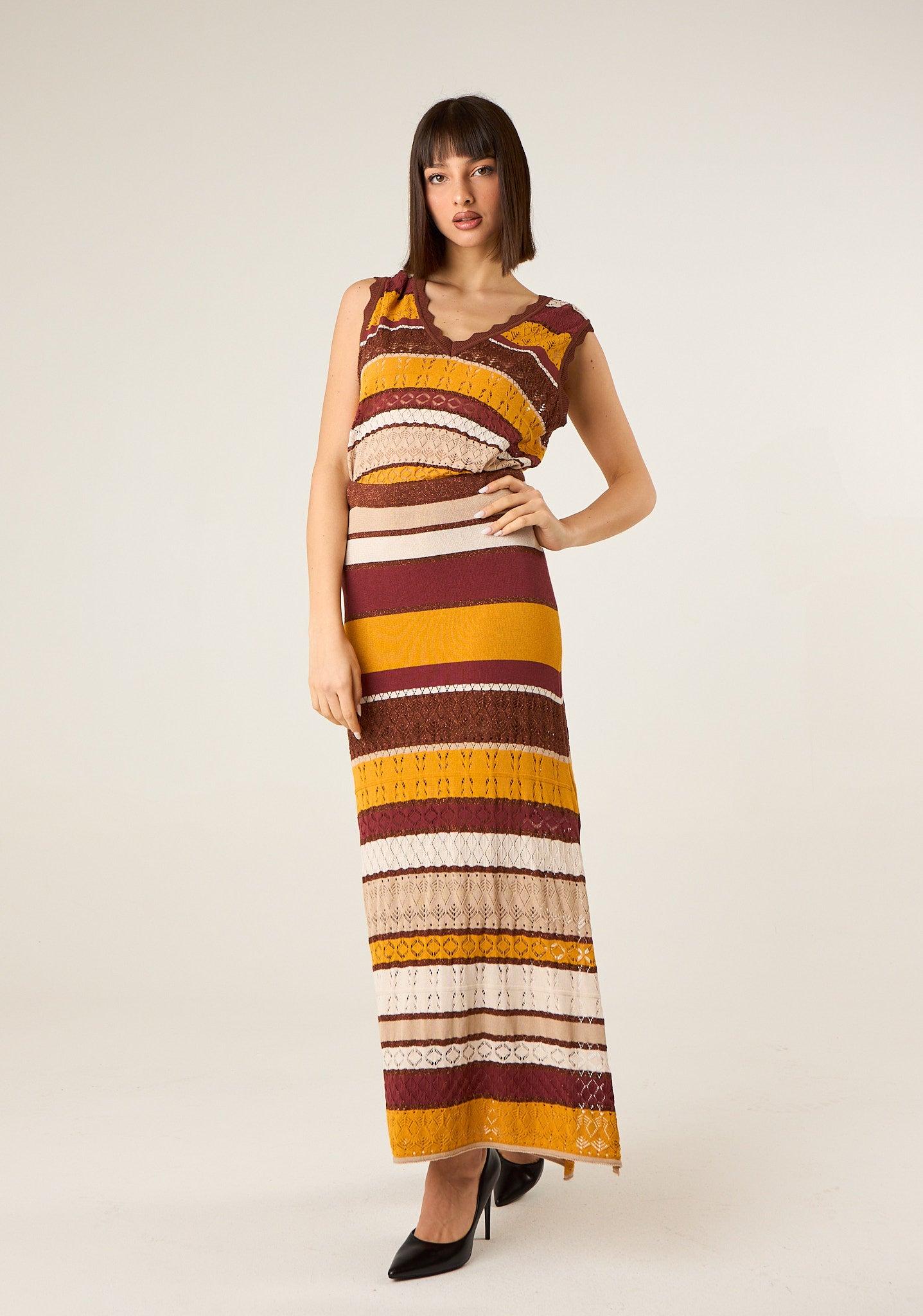 Gonna lunga in maglia a righe