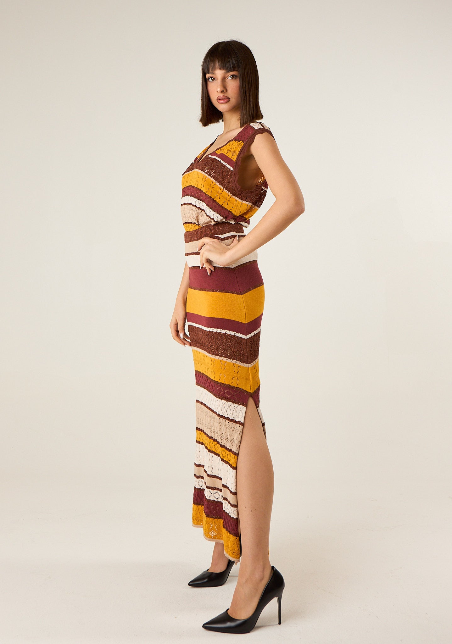 Gonna lunga in maglia a righe