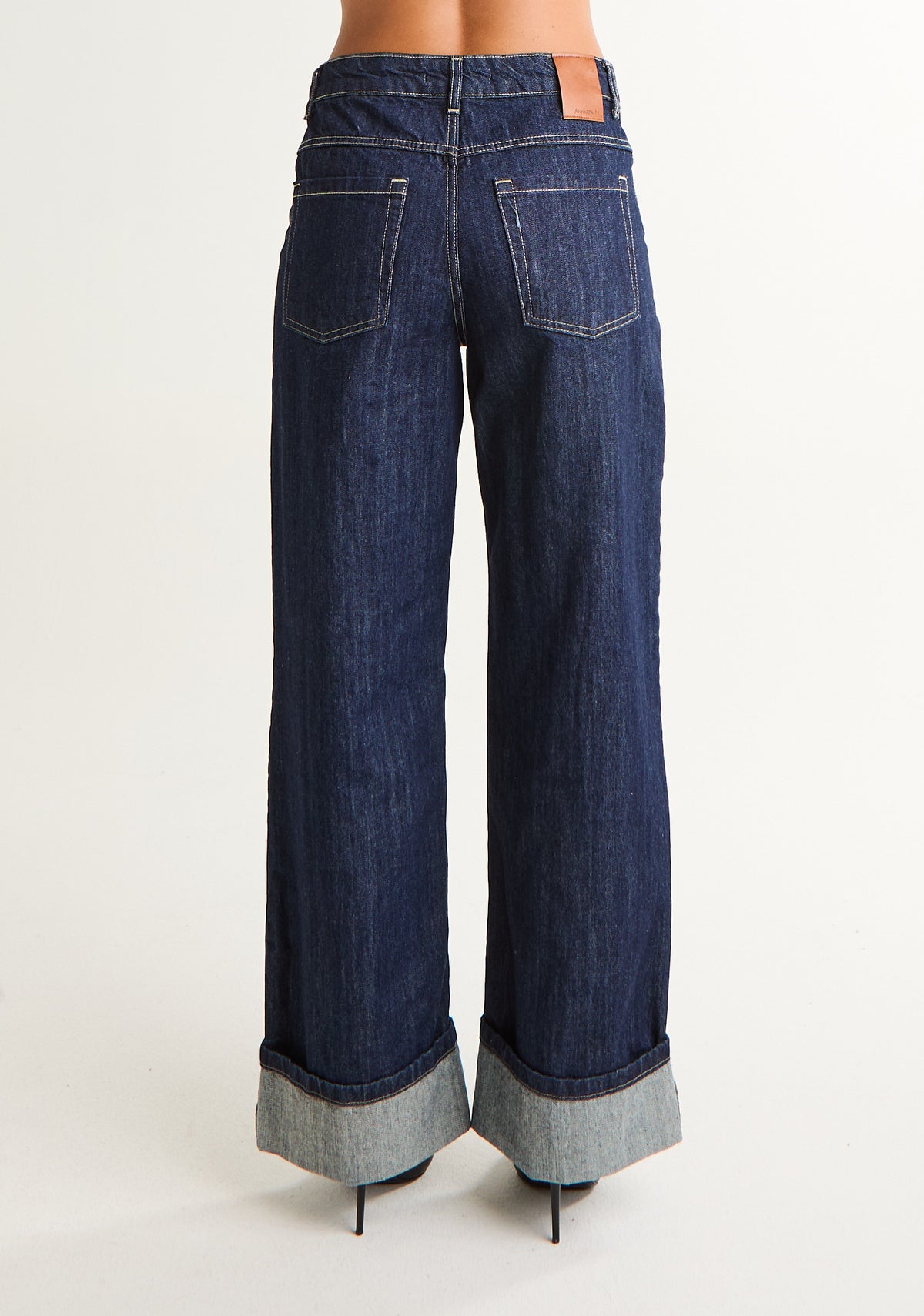 Jeans palazzo con piegone